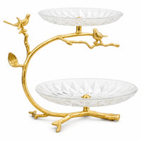 Fruit Tray Stand Decorative Tiered Display Stand Gold-Tone for Dining Table