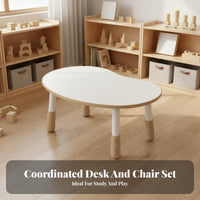 Sturdy Adjustable Peanut Table Set Rounded Edges Height Adjustable Activity Table Ergonomic Design Kids Study Desk and Chair Wipe-Clean Surface for Toddlers, Preschoolers, Kindergarten, Playroom, Nursery, Classroom
