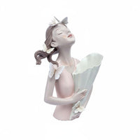 Delicate Butterfly Holder Vase Nordic Elegant Figure Holding Bouquet Statue Elegant Design Resin Bust Flower Holder for Living Room, Desktop