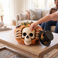 Skull-Faced Candy Jar Spooky Treat Jar Seasonal Container Festive for Entryway