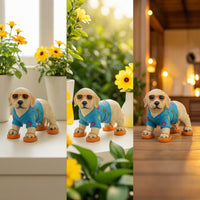 Dog Statue with Butterfly Light Sturdy for Lawn, Gardeners
