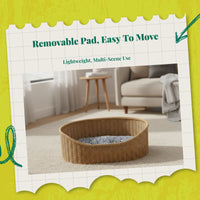 Woven cat bed with removable cushion