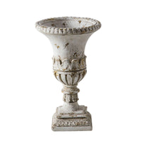 Vase with Pedestal Base Antique-Inspired Vessel Rustic for Tabletop Styling