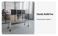 Stainless Steel TV Stand Heavy Duty Mobile Floor Media Console Curved Tube Design Effortless Mobility Built-in Storage Suitable for Renters Bedroom Office Apartment