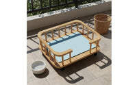 Wooden Pet Bed with Fence Breathable Raised Cat and Dog Lounger Moisture-Proof