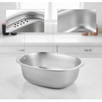 Oval Kitchen Basin Smooth Stainless Steel Bowl Long-Lasting for Meal Prep