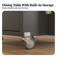 1 Collapsible Kitchen Table Convertible Dining Table Set Extendable Kitchen Table with Storage Folding Dining Table Movable Structure Built-in Storage Suitable for Small Apartments Homes Gathering