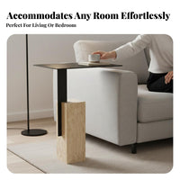 Square Block Side Table Wabi-Sabi Design Nightstand Cream-Colored for Homeowners