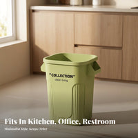 Wide-Opening Trash Can with Handles | Large Capacity Design, Space-Saving Tapered Shape, Rectangular Trash Can, for Kitchen