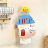 Cute Cartoon Wall-Mounted Leather Tissue Box for Bathroom, Waterproof
