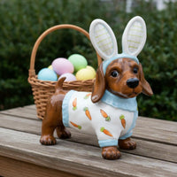 Dachshund Rabbit Statue Cute Design Resin Sausage Dog Sculpture Lasting Color