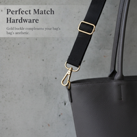 Adjustable Solid Color Shoulder Bag Replacement Strap with Gold Buckle