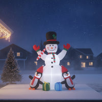 Stable Inflatable Snowman with Penguins Weatherproof Christmas Inflatable Snowman Waterproof Decoration Long-Lasting for Lawn