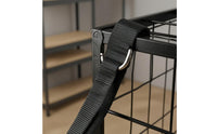 Wire Frame Sports Ball Rack Black Metal Tiered Ball Rack Elastic Straps Foldable for Indoor Use
