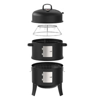 Stainless Steel Outdoor Round Smoker Grill with Three-in-One Portable and Detachable Design