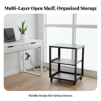 1 Open Frame Rack Adjustable Network Rack Multi-layer Equipment Shelf Mobile Unit Steel Construction Suitable for IT Professionals Home Workspace Studios