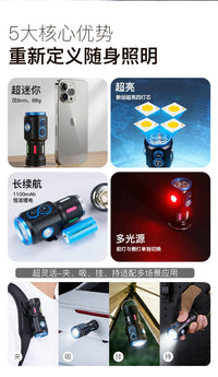 强光手电筒充电便携迷你小激光超亮户外远射多功能工作灯磁吸灯