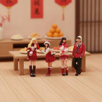 4 Pieces Winter Festival Figurines Delicate for Dioramas, Hobbyists