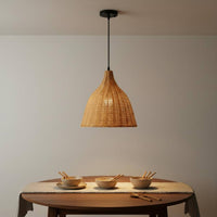 Bamboo Chandelier Material Woven Pendant Light Artistic Woven-Rattan Hanging Lamp for Restaurant, Cafe, Hotel