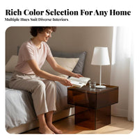 Semicircular Designd Side Table Clear Look Nightstand Multifunctional for Adults, Homeowners