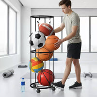 3 Tier Sphere Storage Rack Sturdy Construction Upright Sphere Storage Rack Freestanding Roundball Stand Easy Assembly