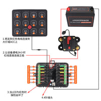 Square Button Touch Switch with Multi-Channel Independent Color Adjustment for Off-Road Vehicles and RVs