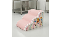 Pet Stair Ramp Rose-Hued Foam Pet Stairs Ruffled Trim Dog Steps for Cats, Bedside