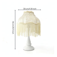 Fringe Table Lamp Scalloped Floral Table Lamp Light Fixture Vintage Romantic for Women, Bedroom, Vanity