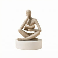 Reading Figurine Pedestal Base Book Figurine Resin for Desk