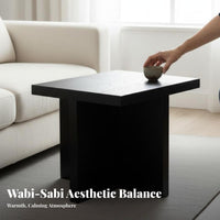 Square Mortise and Tenon Table Wabi-Sabi Design Sofa-Side Table Minimalist Design Sturdy Construction for Balcony, Bedroom