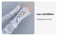 2 Pieces Fingerless lace-up limb sleeve Sleeves Balletcore Design and aesthetic Accessory