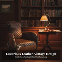 Leather Cradled Chair Vintage Aesthetic Armchair Designer Model Exquisite Stitching for Adults, Lounge Area, Perusing Corner