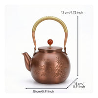Copper Teapot Embossed Handmade Teapot Handcrafted Tea Pot for Collectors