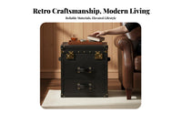 SuitcaseVintage End Table Vintage Design Bedside Storage Table British-themed Easy Assembly for Interior Decorators, Students