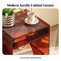 Clear Side Cabinet Light Luxury Bedside Table Transparent Design for Guest Room