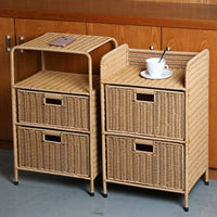 Nordic Style 3-Tier Plastic Rattan Bedside Cabinet