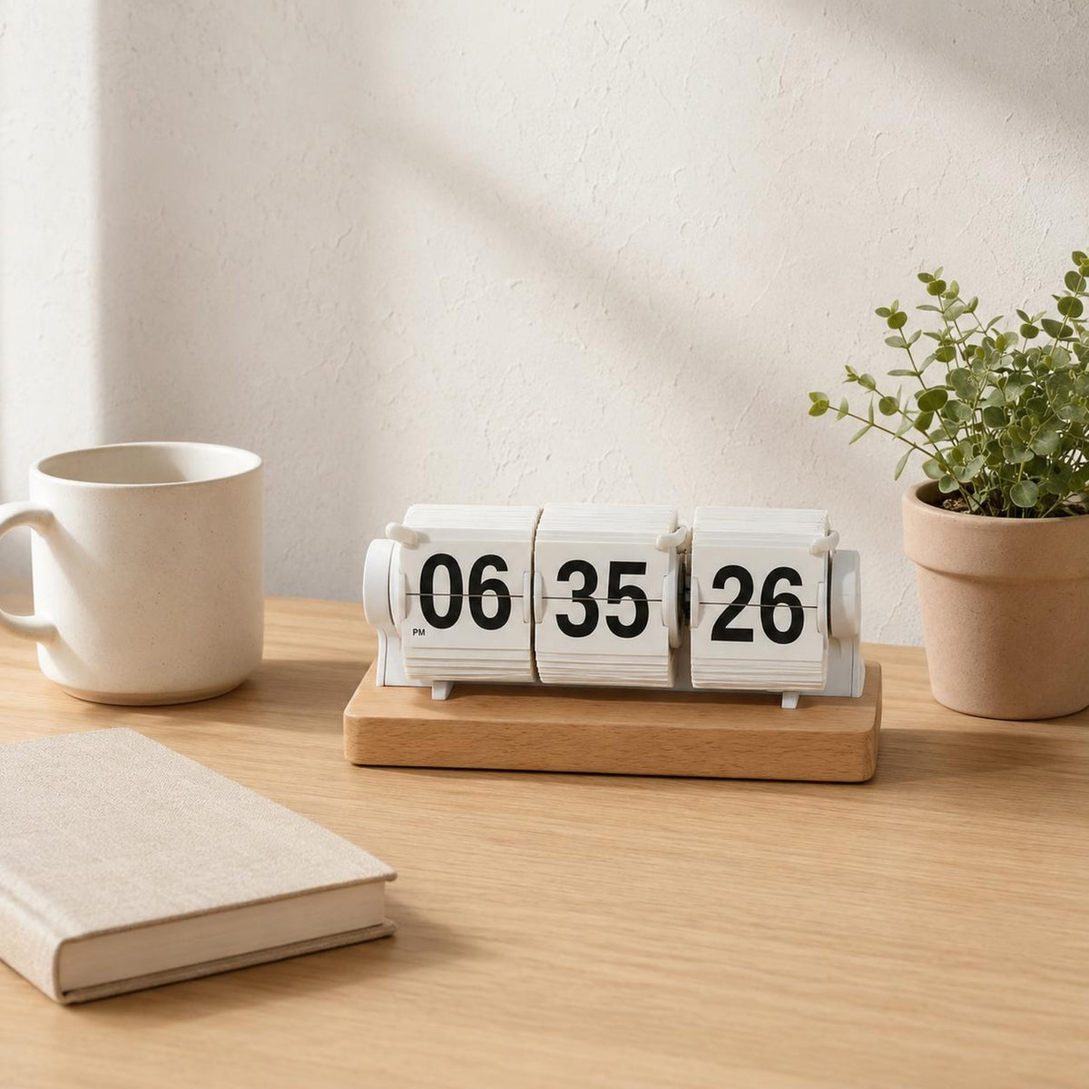 Desktop Flip Clock Hinged Cards Tabletop Timer Clock Easy to Gift Desk Decor