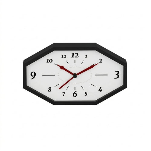 Octagonal Wall Clock Modern Clock with Wooden Frame Accurate for Living Room