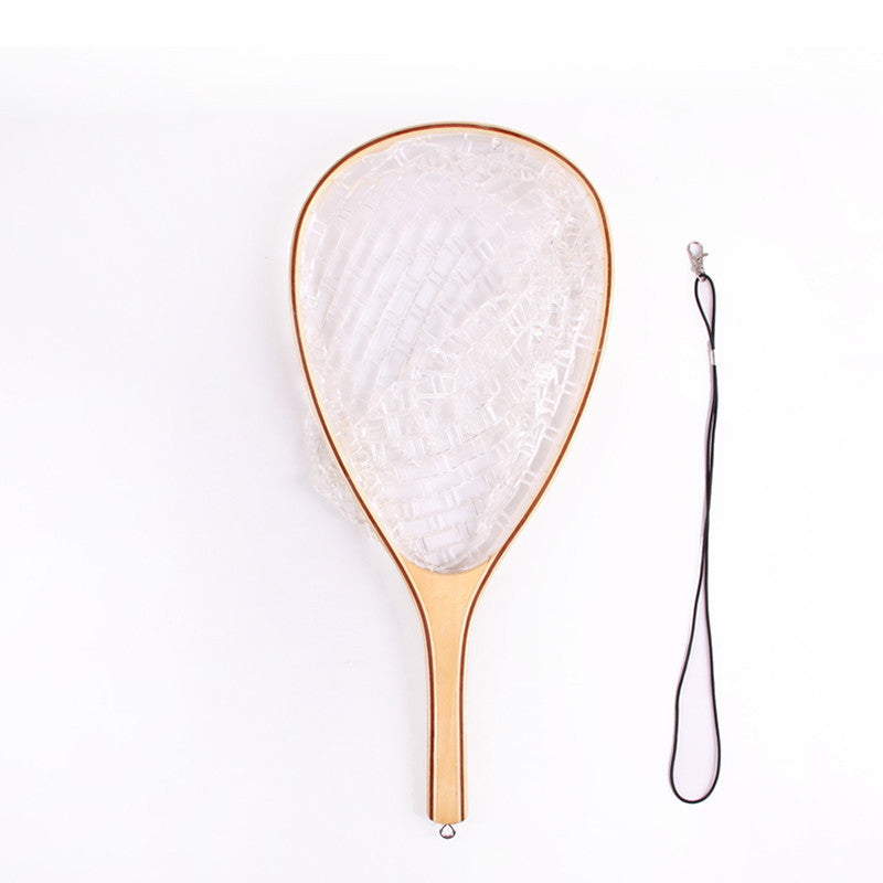 Rubber Net Head Wooden Landing Net Black Fish Non-Snag Net
