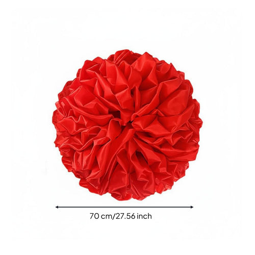 Red Flower Ball Wedding Door Decoration Traditional Style Red Cloth Drape Decoration Easy to Hang Festive Entrance Garland for New Homeowners, Housewarming