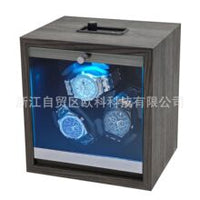 Sandalwood High-Gloss 3-Slot Watch Winder with 3 Storage Compartments