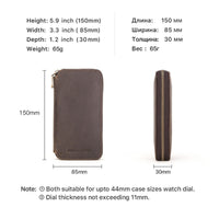 Zippered Leather Watch Case Compact Travel Watch Case Safeguarding Box Portable for Travelers