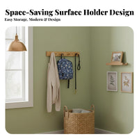 No-Drill Installation Multipeg Wooden Bar sturdy Wood Construction wall surface Hanger Space-Saving Coat Rack Functional Decor for homeowners, Office Workers, Entryway, Hallway, Behind Door, Dorm Room