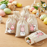20pcs Easter Burlap Bag Rustic Design Easter Burlap Gift Bags Reusable Bunny Drawstring Bags for Kids, Spring Holiday Events, School Event, Infant Showers