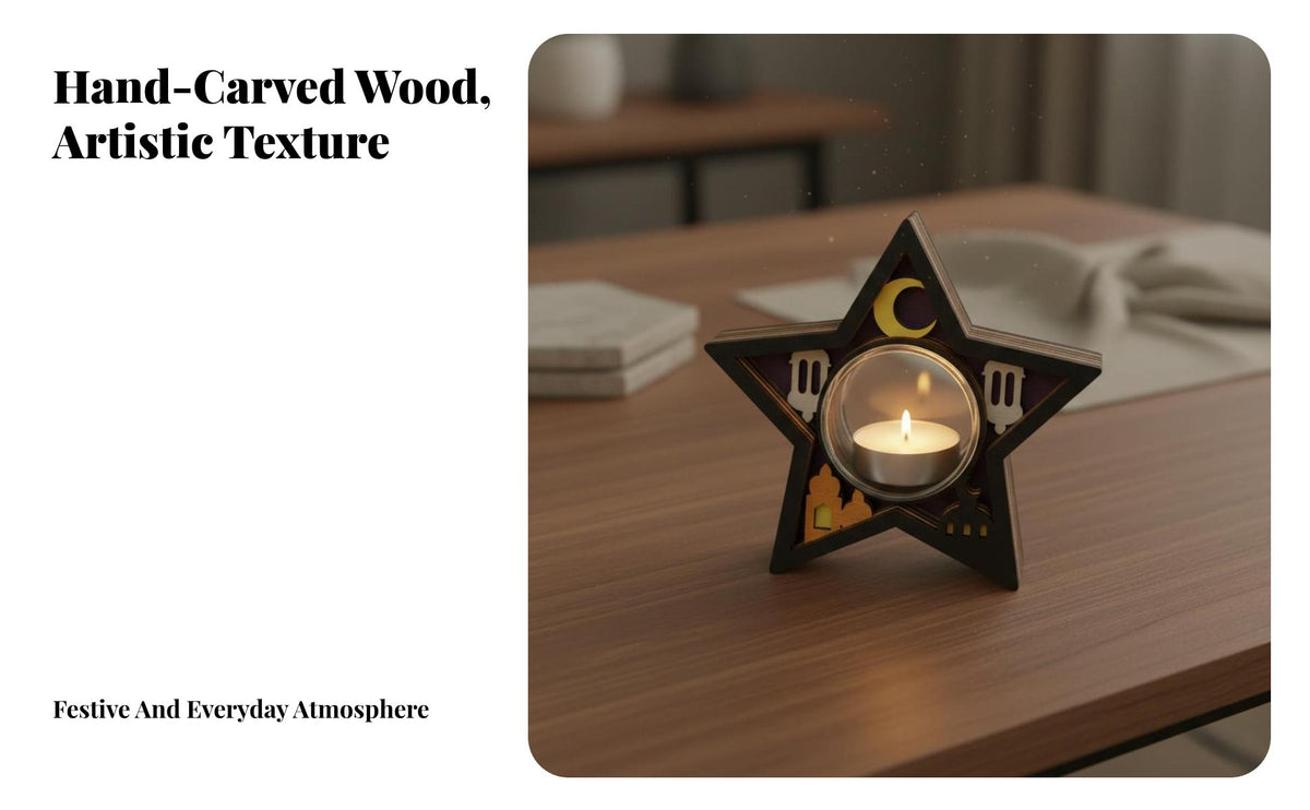 Holiday Themed Star Shaped Candle Holder Hollow-out Pattern Moon Shaped Candle Holder Elegant Design for Bedroom, Meditation Space, Wedding