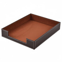 Leather Document Tray Elegant Design A4 File Holder Soft Lining for Study, Hotel
