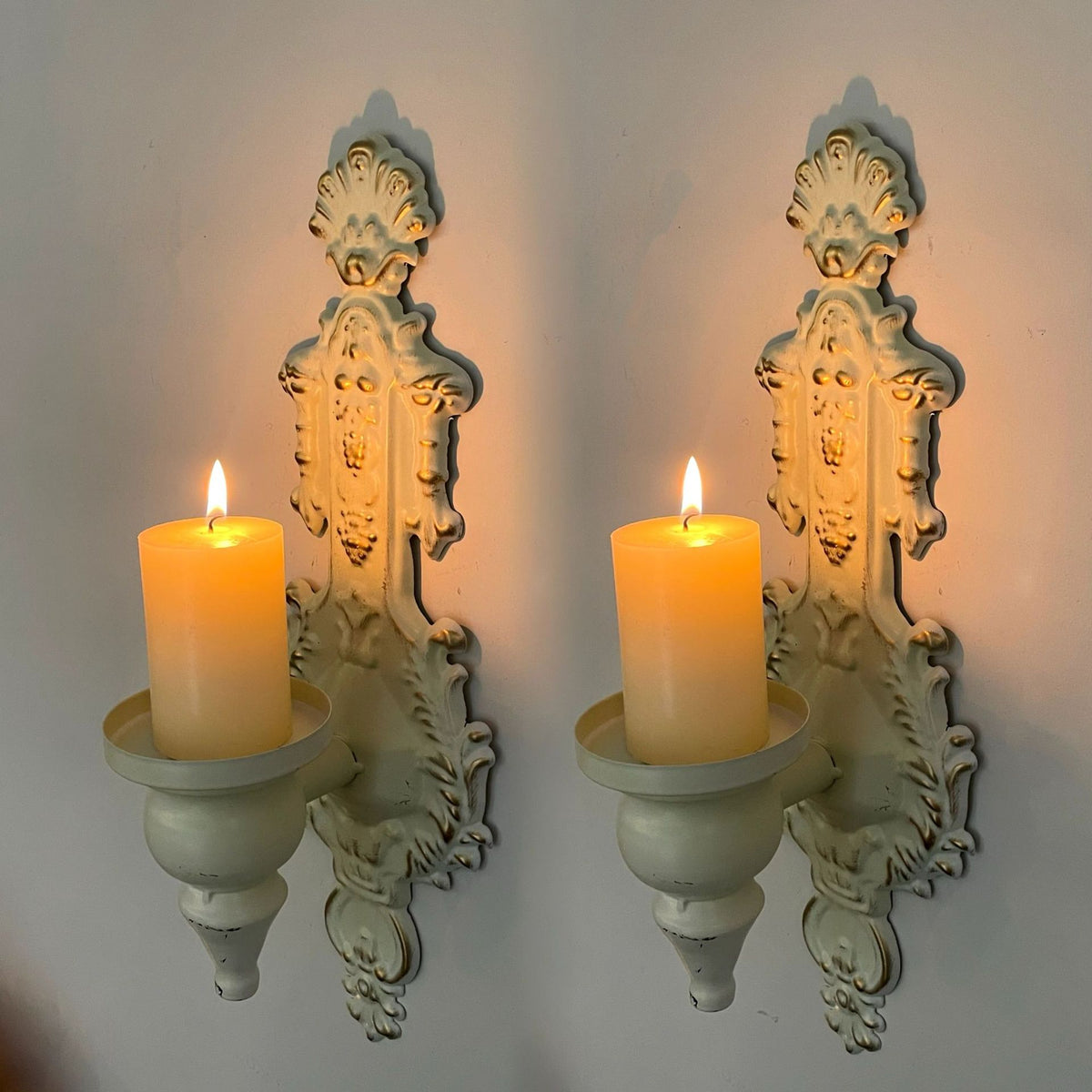 American Vintage Wall-Mounted Iron Candle Holder, Rustic Country Home Decor