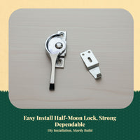 828 Half-Moon Lock, Sliding Opening Lock, Aluminum Alloy, protected Grip, secureTheft, Easy Installation, Home, Office, Bedroom