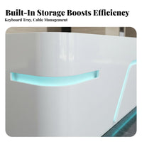 Contemporary White Reception Desk Sturdy and Wear-Resistant Modern Reception Desk Sturdy Construction Curved-Shaped Cashier Bar for Business Owners