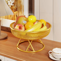 Metal Mesh Fruit Bowl Tabletop Fruit Basket with Pedestal Ventilated Container Modern for Kitchen Counter, Dining Table